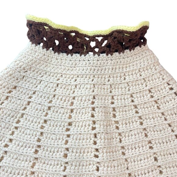 Vintage 1970s Boho Hand Knit Crochet Shawl Cape Hippie Grandma Core - Picture 8 of 16